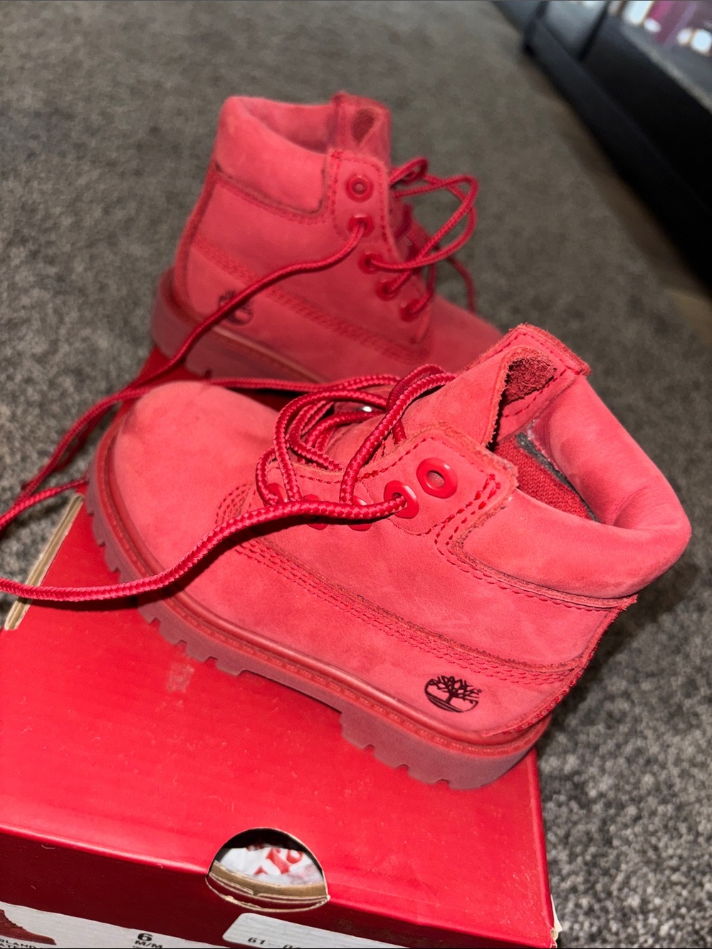 6c Timberland Kids' Red Premium Waterproof Boots